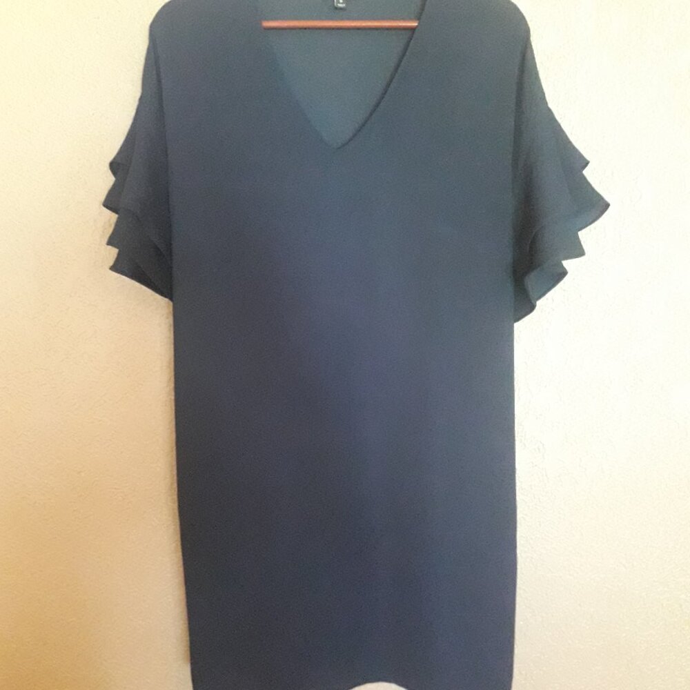 Banana Republic Navy Shift Dress with Scalloped Sleeves Size 6